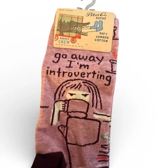 NWT Blue Q Go Away Introverting Socks - Picture 3 of 4